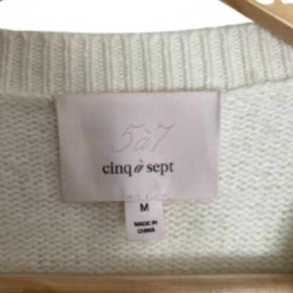 Cinq A Sept Tamara Floral Applique Sweater Medium - Picture 2 of 5